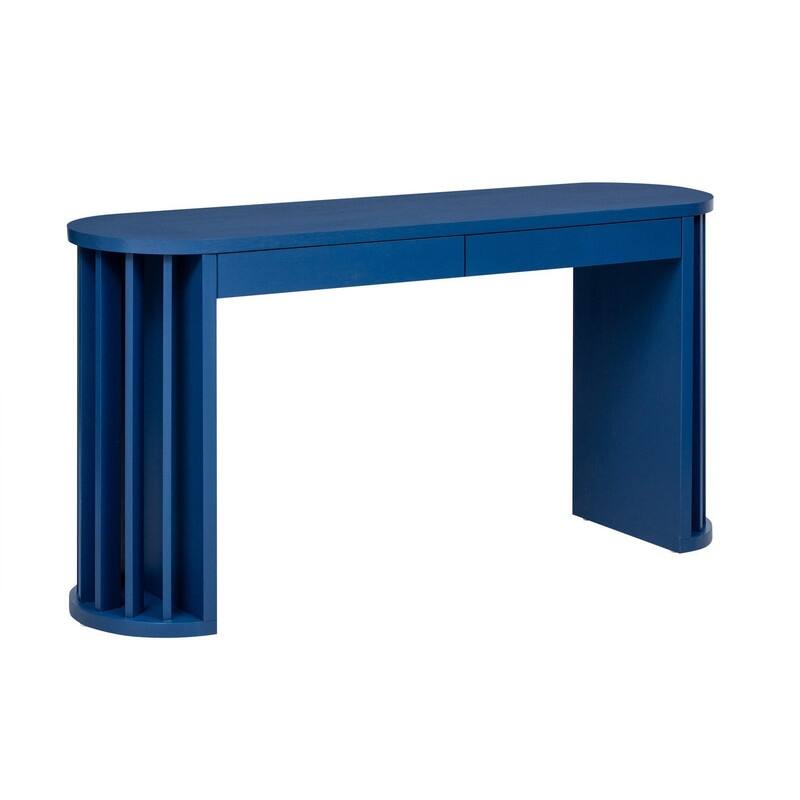59" Curved Console Table with Straight Line Design for Living Room or Entryway Storage
