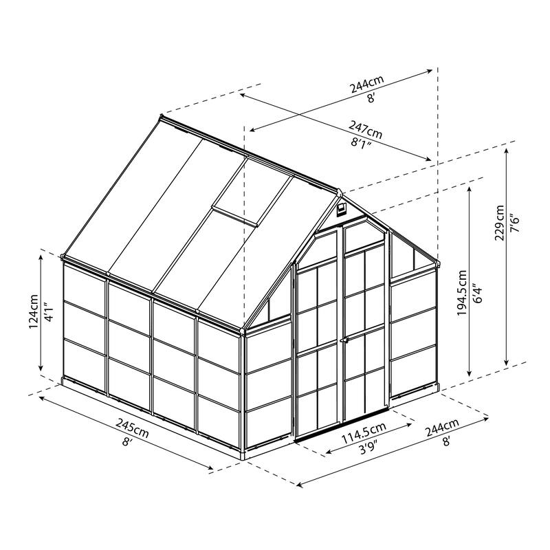 Balance 8 ft. x 8 ft. Hybrid Green/Clear DIY Greenhouse Kit