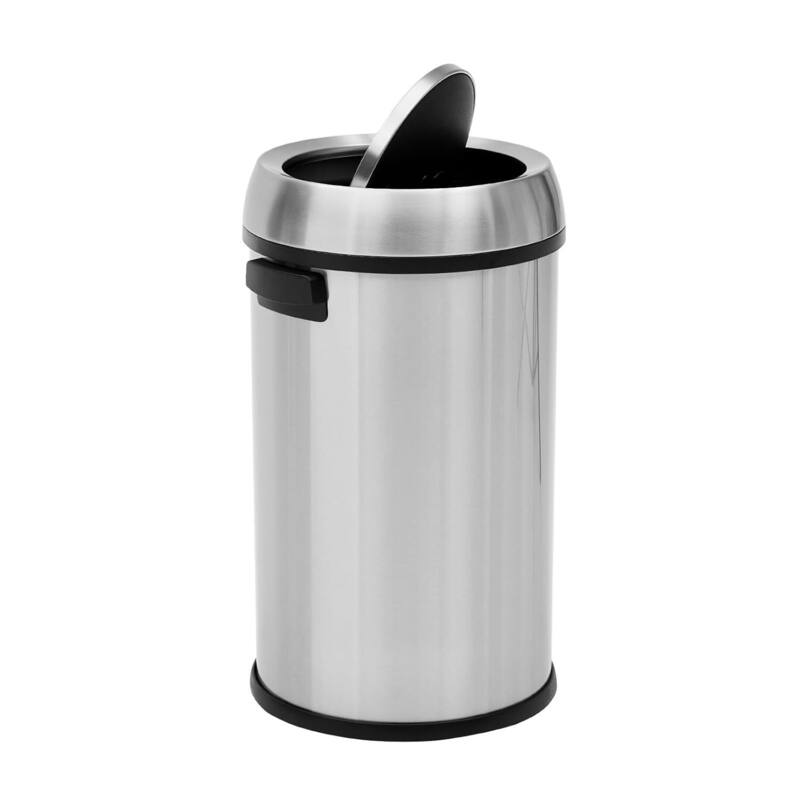 17 Gallon Commercial Stainless Steel Trash Can with Flip-Top - Silver