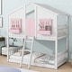 preview thumbnail 4 of 22, Twin over Twin House Bunk Bed with Roof, Safety Guardrails and Ladder