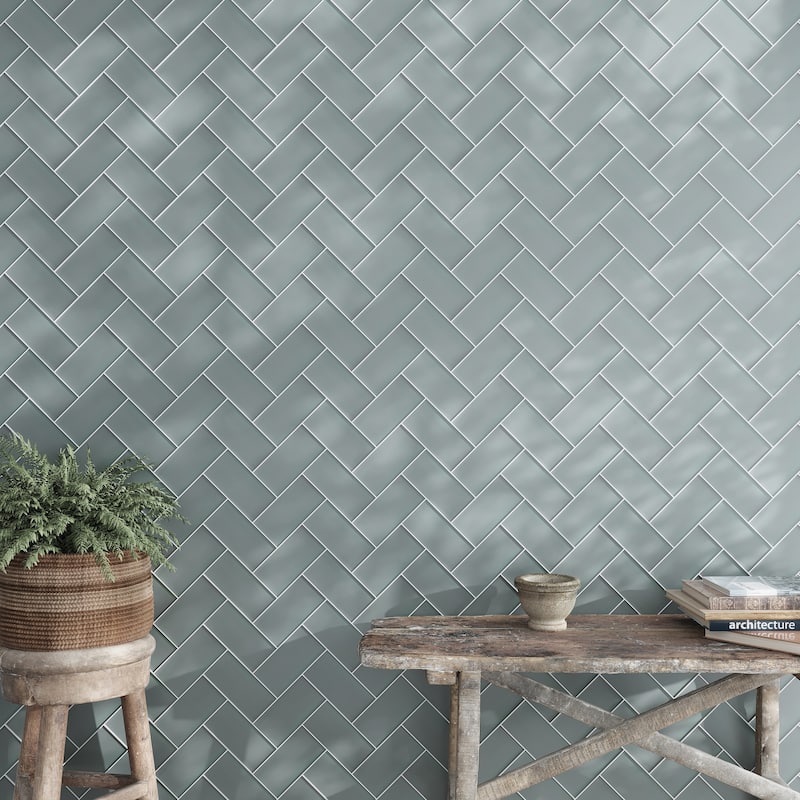 Apollo tile 3" x 6" Colorway Matte Stone Blue Glass Tile (5 sq ft/case) - 40 Pack