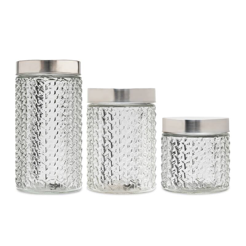 weave round 3pc canister set 59oz, 44oz, 30oz 8.66"