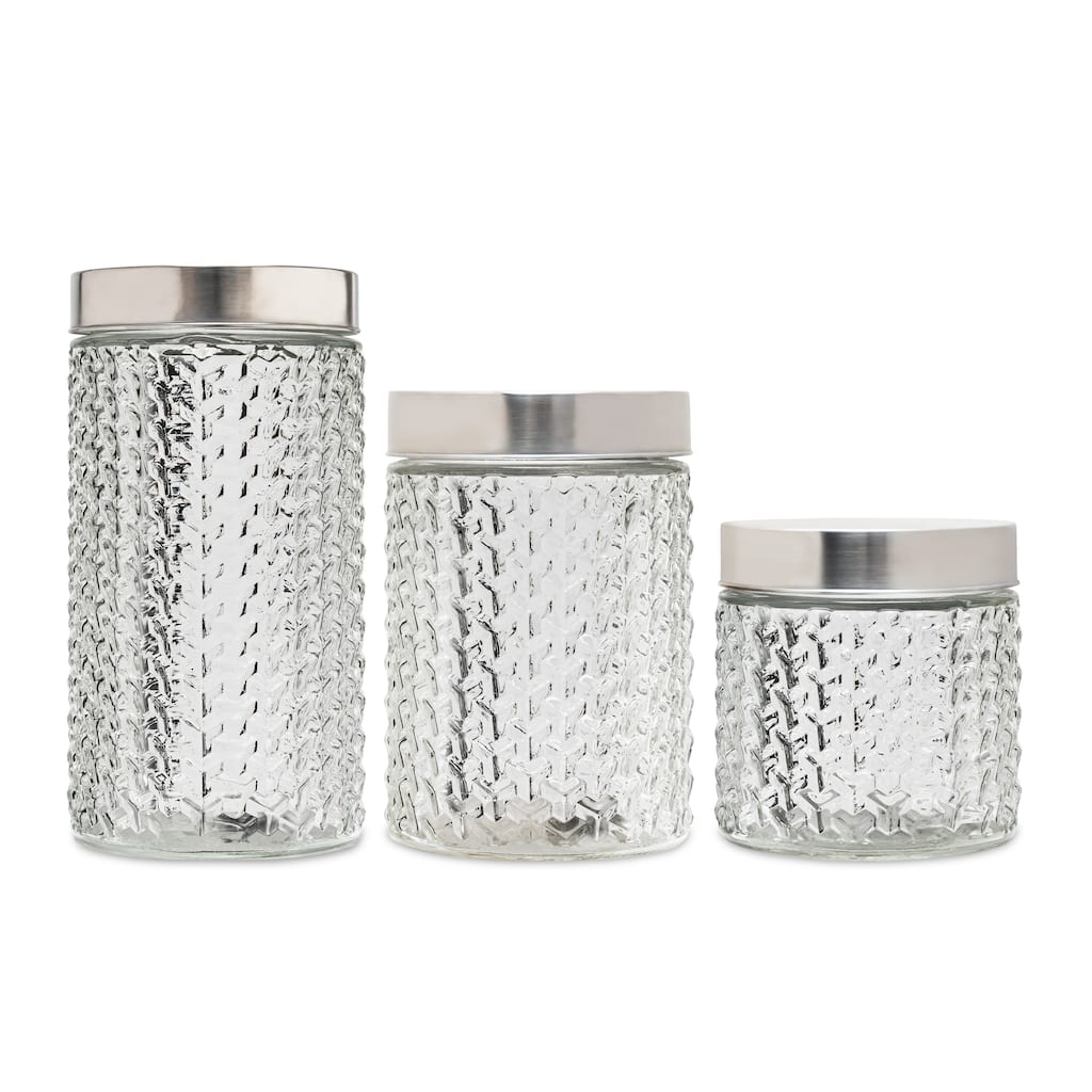 weave round 3pc canister set 59oz, 44oz, 30oz 8.66"