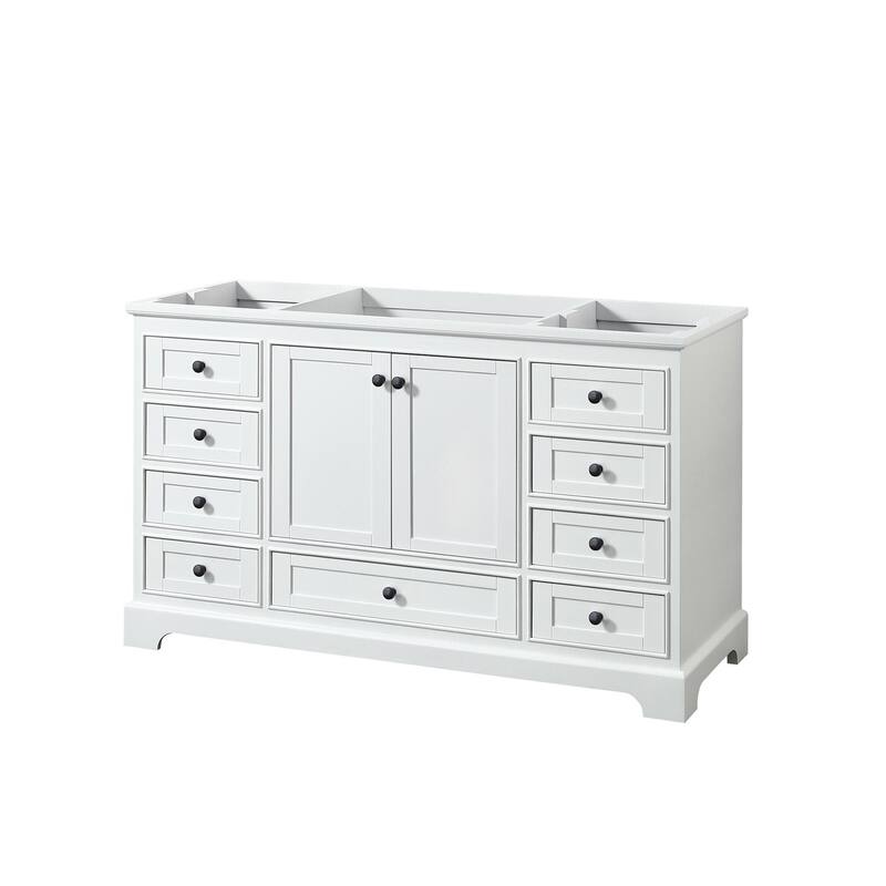 Wyndham Collection Deborah 59-1/4" Free Standing Single Wood Vanity - White / Matte Black Hardware
