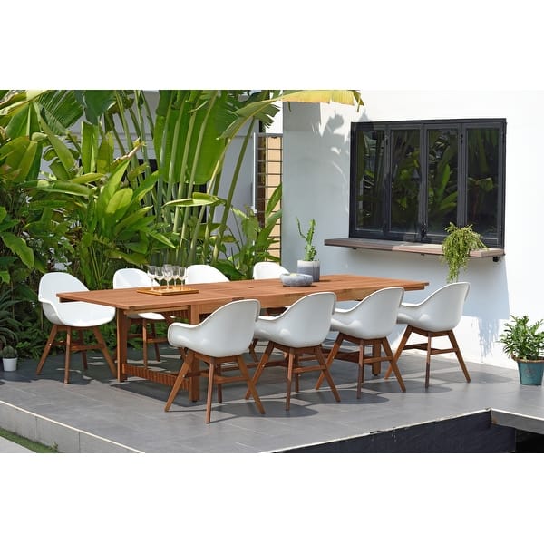 Amazonia Deluxe Hawaii Wood/ Resin 9piece Rectangular Patio Dining Set