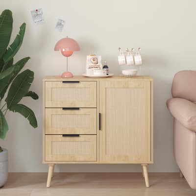 Modern Wooden Storage Cabinet with Three Spacious Drawers and Adjustable Shelf