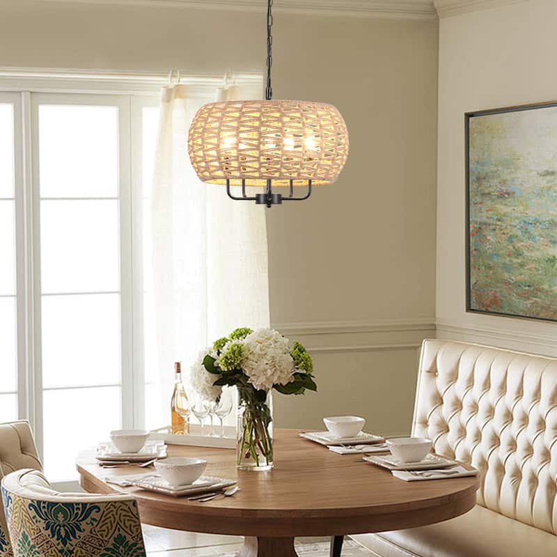 5-Light Rustic Candlestick Hanging Island Chandelier Lighting for Dining Room