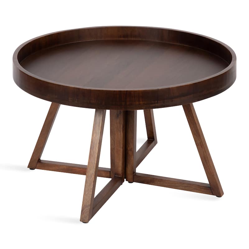 Kate and Laurel Avery 30-inch Round Coffee Table - 30" Diameter - Walnut Brown