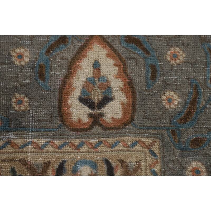 Brown Over Dyed Tabriz Persian Vintage Rug Handmade Wool Carpet - 9'3"x 12'7"