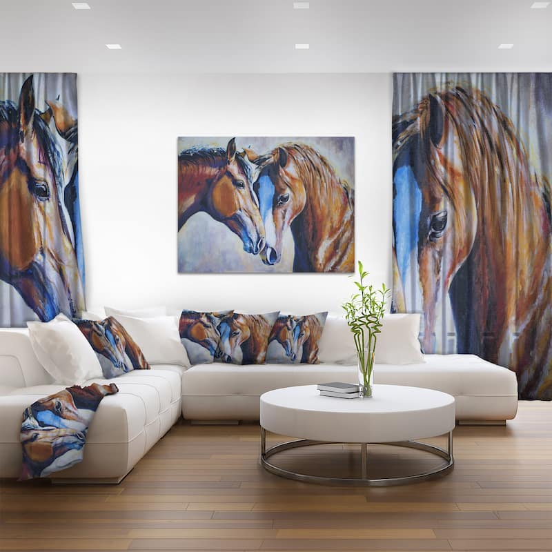 Brown Amorous Horses - Animal Canvas Print