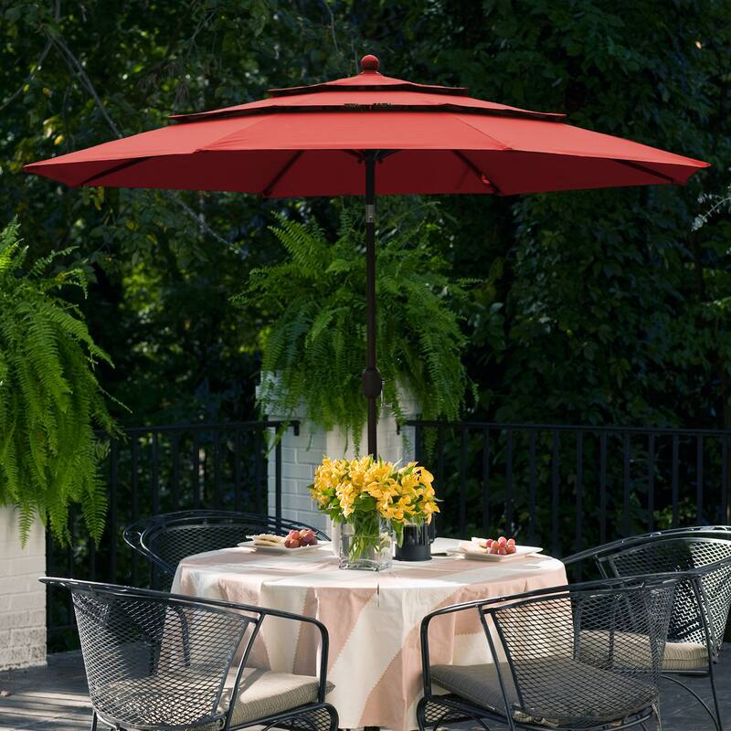 Aoodor Patio Umbrella 10 ft. for Dining Table Outdoor Market Yard Use 3 Tier Ventilation (Umbrella only)
