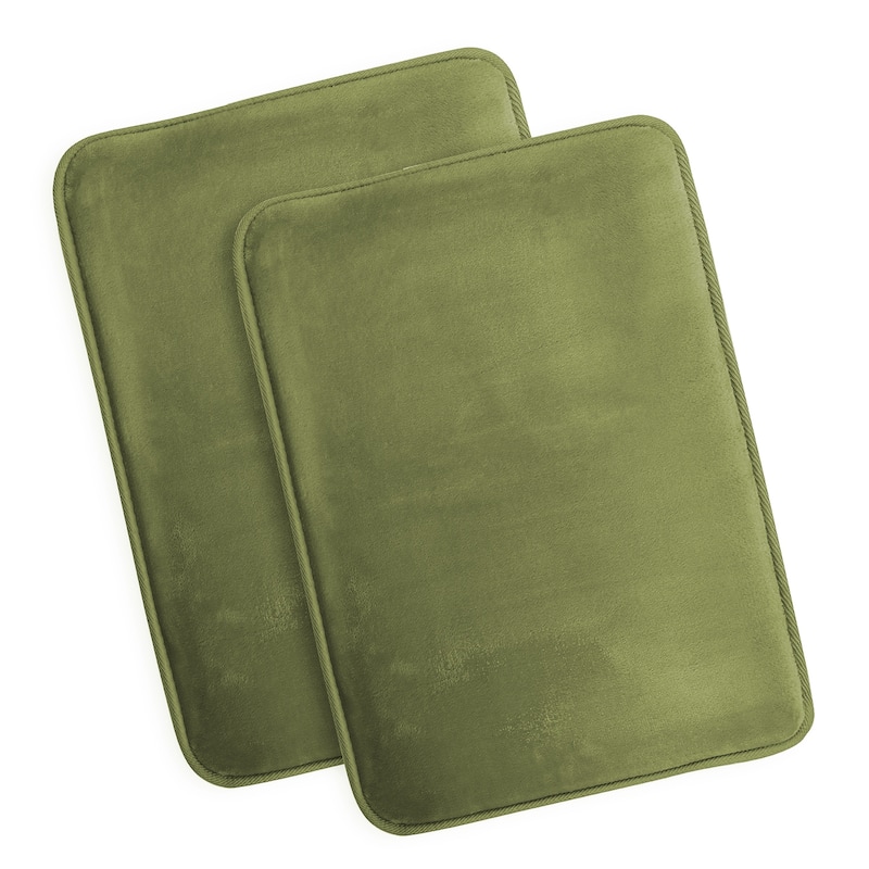 Clara Clark Ultra Soft Plush Bathroom Rug - Non-Slip, Velvet, Memory Foam Bath Mat - Set of 2 - Set of 2 (17x24) - Sage Olive Green