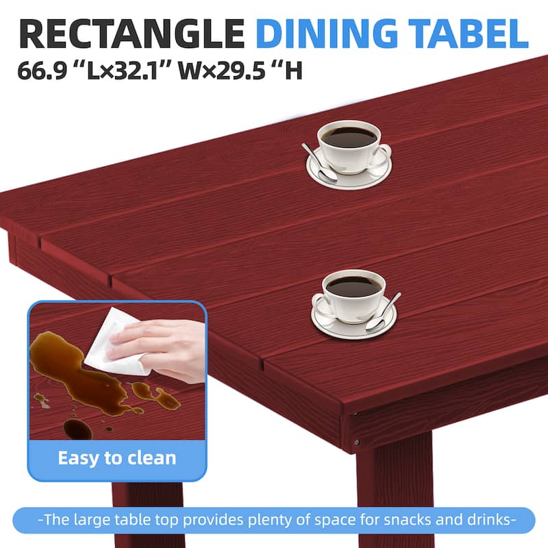 7-Piece HDPE Outdoor Dining Table Sets with Umbrella Hole - 1-Table 6-Chairs