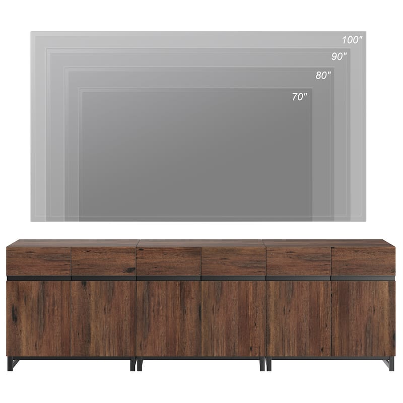 WAMPAT Modern TV Stand with Storage Cabinets for Living Room,Bedroom,Brown