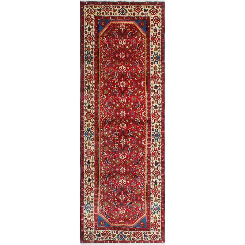 Fine Vintage Distressed Subbooh Red/Beige Runner - 3'4" x 9'2"