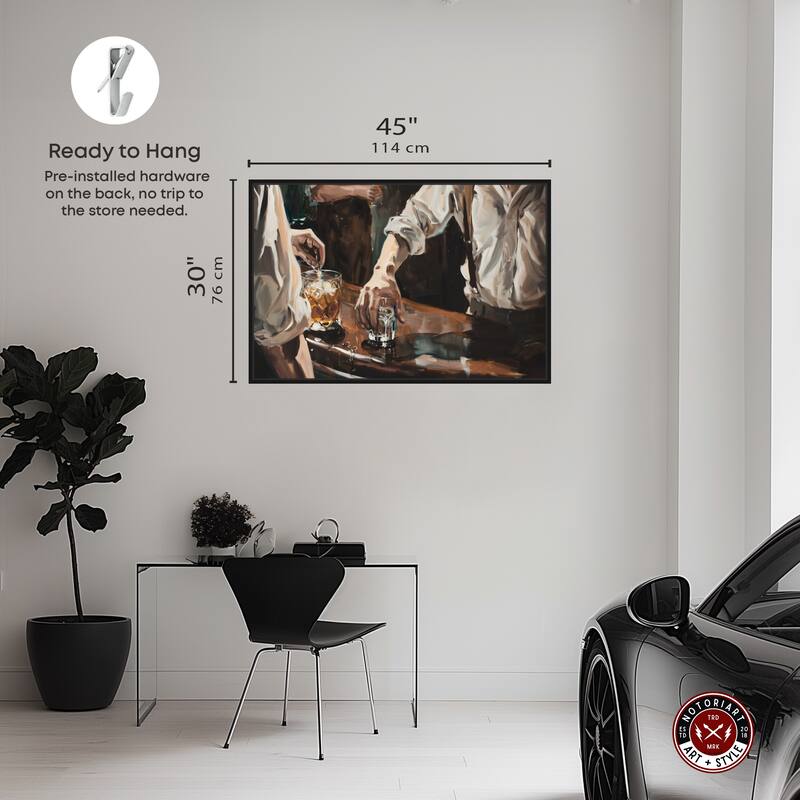 Notoriart Together For Drinks Framed Bar Cart Art For Men