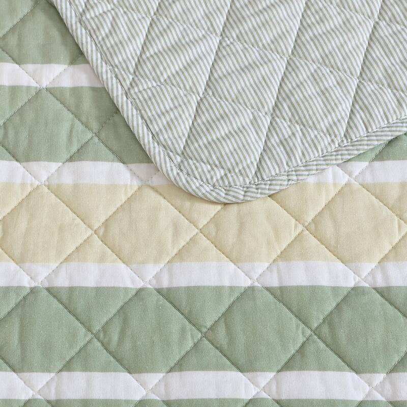 Nautica Varadero Stripe Green Cotton Reversible Quilt Set