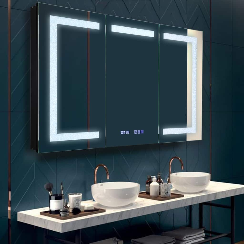 ExBrite LED Bathroom Medicine Cabinet with Defog and Stepless Dimming