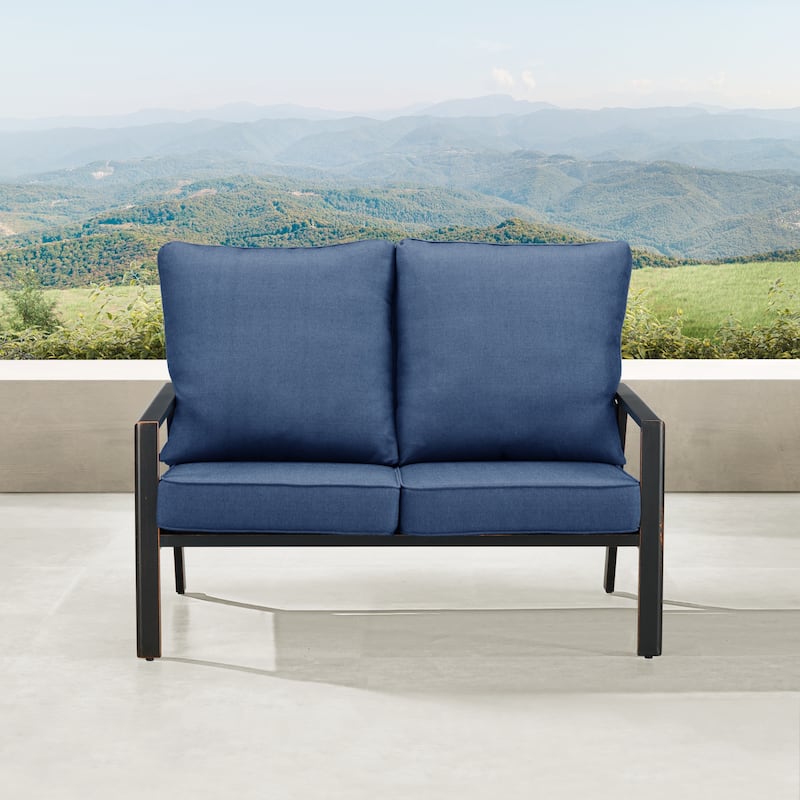 Black Aluminum Deep Seating Deep Seating Loveseat with Cushions