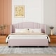 preview thumbnail 3 of 16, Upholstered Platform Bed with Wingback Headboard and 4 Drawers, No Box Spring Needed, Linen Fabric, Queen Size Pink