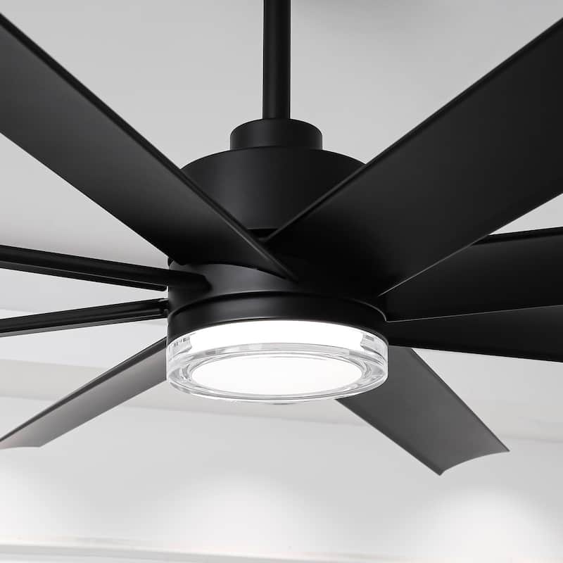 72" Modern Black Clear Acrylic Lens Smart Ceiling Fan with Light and Remote, App Control, Voice Control