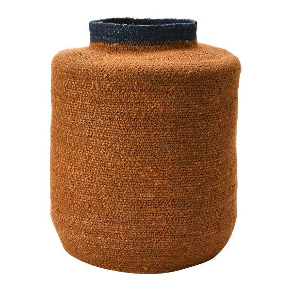 slide 2 of 10, Hand-Woven Seagrass Basket, Orange & Navy