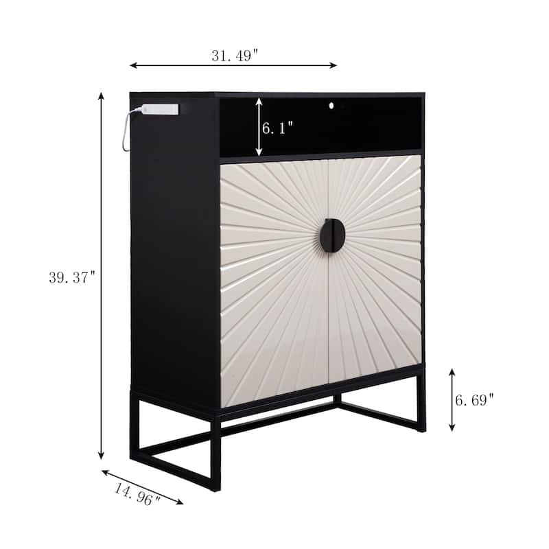 5-Tier Shoe Storage Cabinet, Wooden Shoe Cabinet with Doors, Shelves