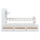 preview thumbnail 10 of 8, Twin Size Platform Bed with Storage Headboard, Extendable Bed with Twin Size Trundle, Wooden Bed with 3 Storage Drawers, White