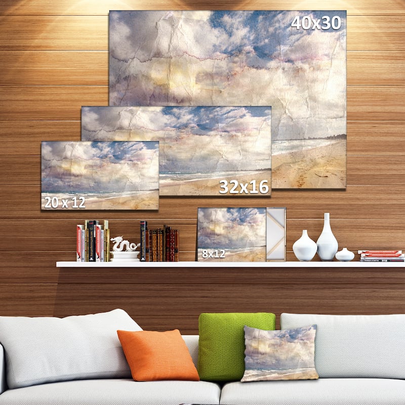 Designart "Retro Ocean Watercolor" Seascape Painting Canvas Art Print
