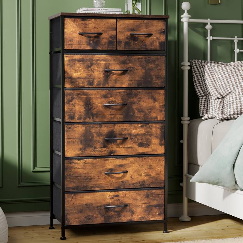 Vertical Storage Dresser 7-drawer Chest Closet Organizer Unit for Bedroom