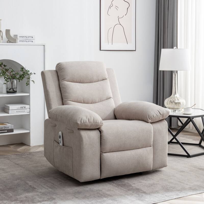 Electric recliner with seat heating and adjustable massage function - Blue