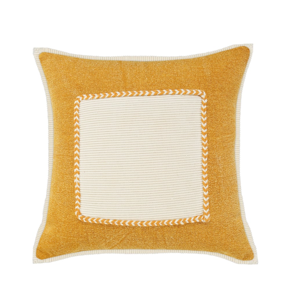 HomeRoots 20" X 20" Golden Glow And Cream 100% Cotton Zippered Pillow