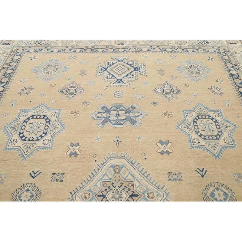Vegetable Dye Geometric Oriental Super Kazak Wool Area Rug Handmade - 8'5" x 11'6"