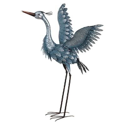Metallic Blue Heron 29" - Wings Up