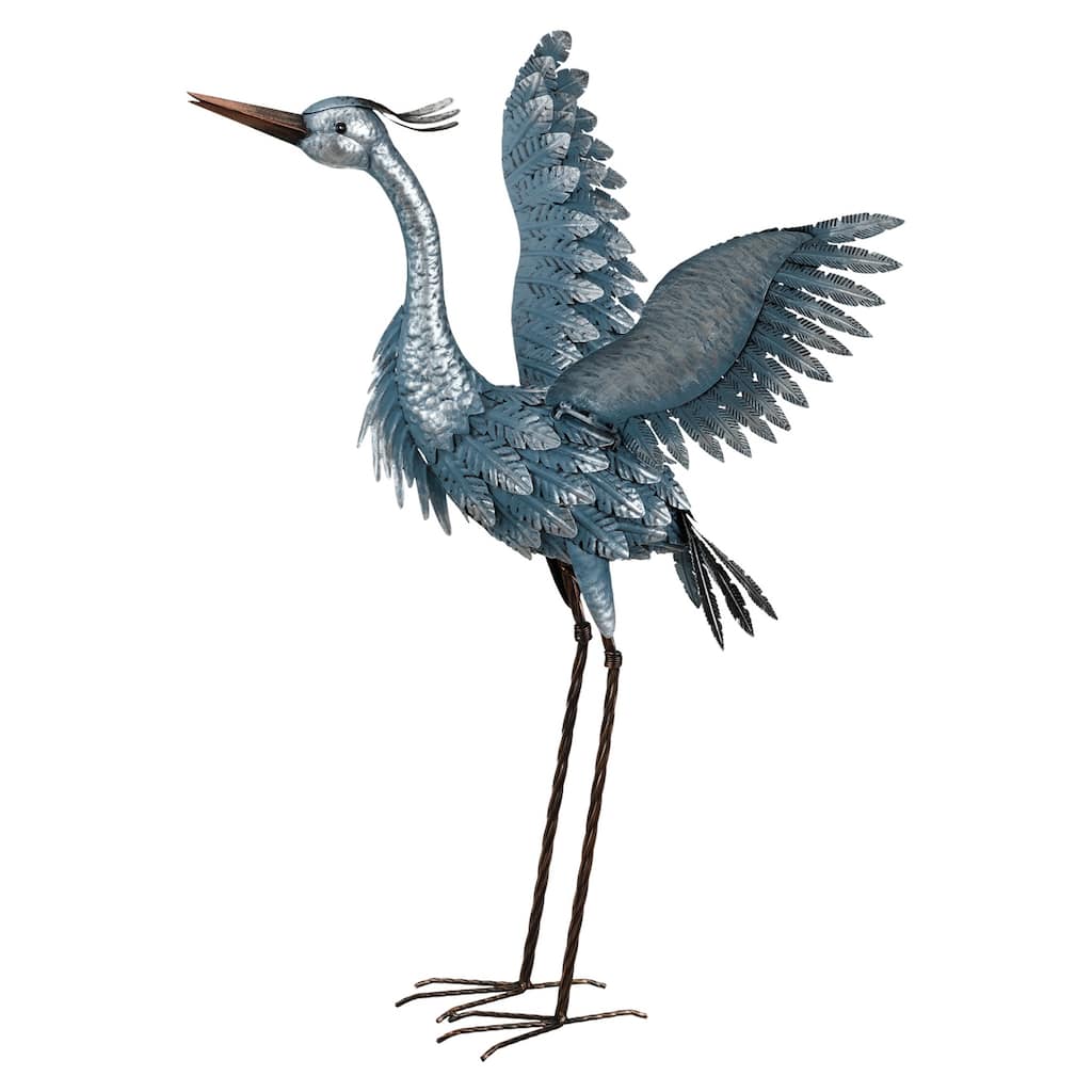 Metallic Blue Heron 29" - Wings Up