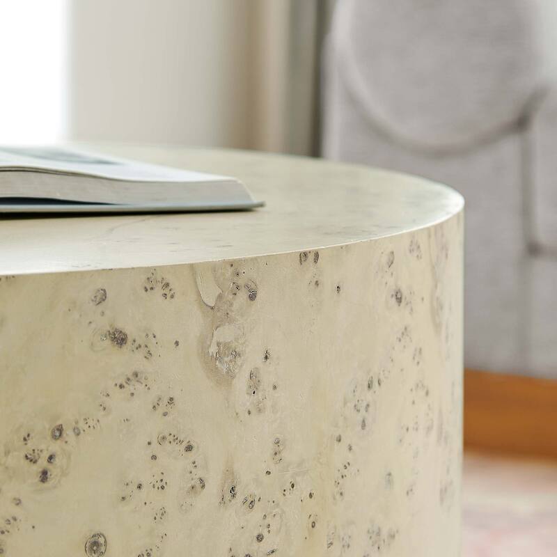Cosmos 35" Round Burl Wood Coffee Table - N/A