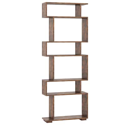 Costway 6-tier Storage Bookshelf S-shaped Geometric Bookcase with - See Details