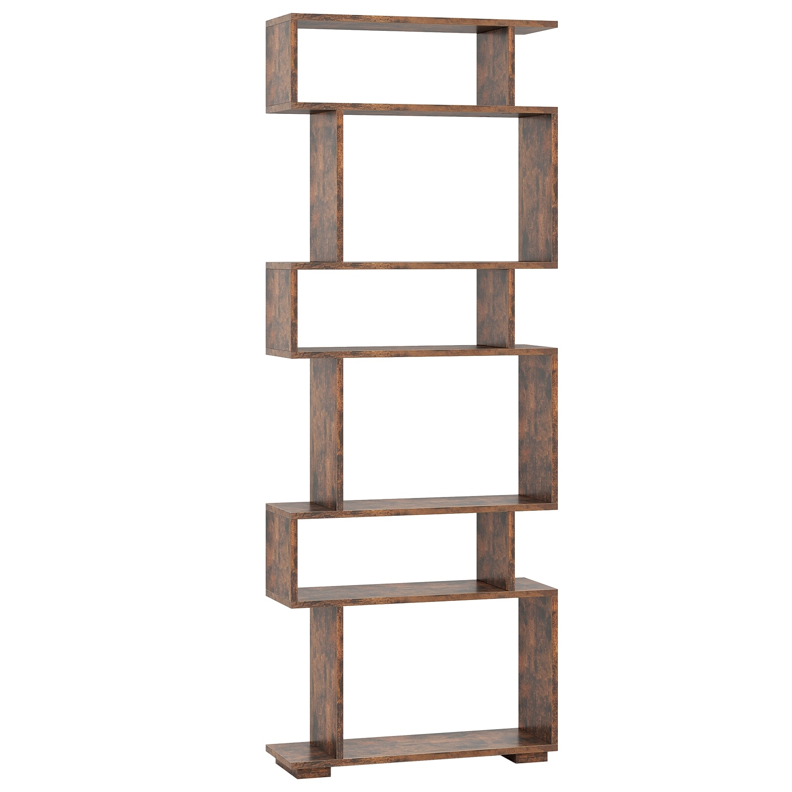 Costway 6-tier Storage Bookshelf S-shaped Geometric Bookcase with - See Details