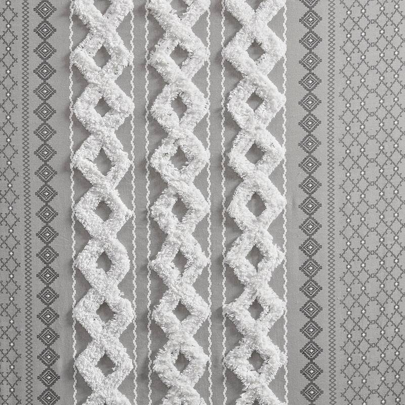 Cotton Printed Curtain Panel with Chenille Stripe and Lining