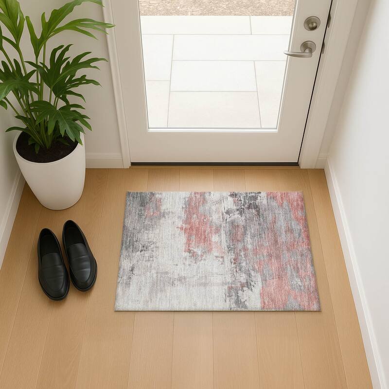 Premium Washable Super Soft Abstract Chic Mayfield Rug - Coral - 1'8" x 2'6"