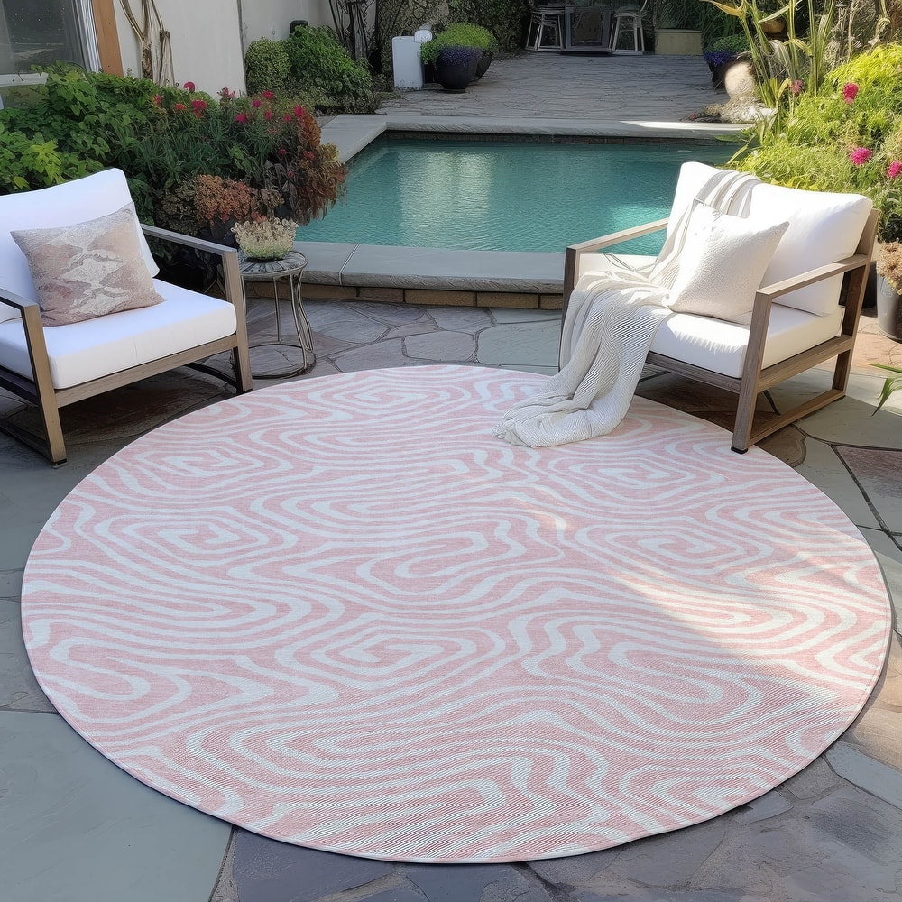 Machine Washable Indoor/ Outdoor Abstract Modern Chantille Rug