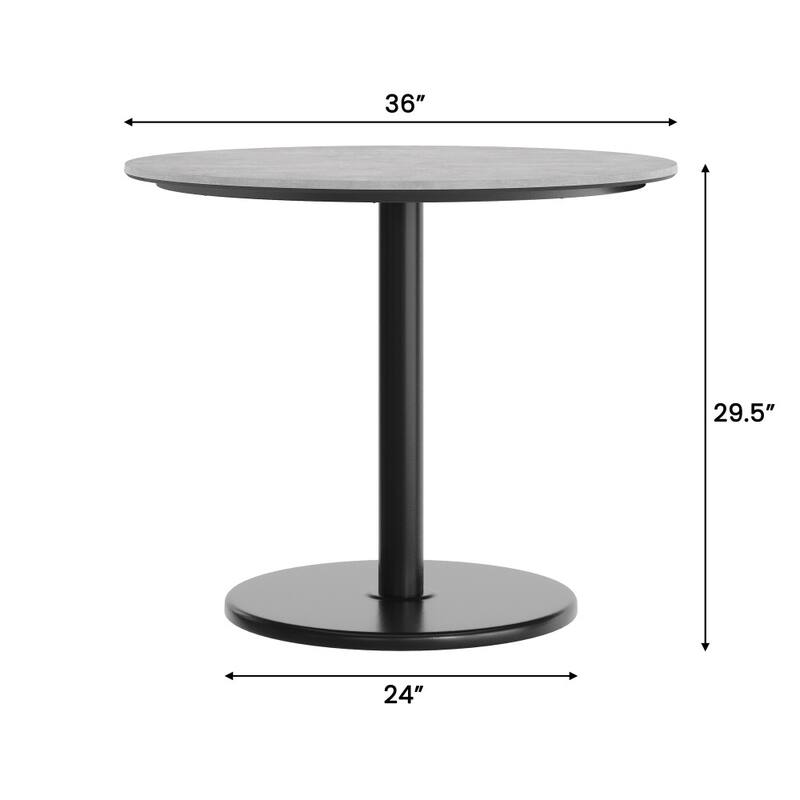 Commercial HPL Tabletop with Table Height Round Base - 36"W x 36"D x 29.5"H
