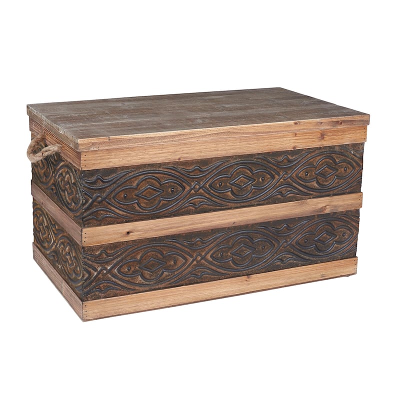 Household Essentials Decorative Trunk - 16.0"L x 27.4"W x 15.8"H - 16.0"L x 27.4"W x 15.8"H - Brown