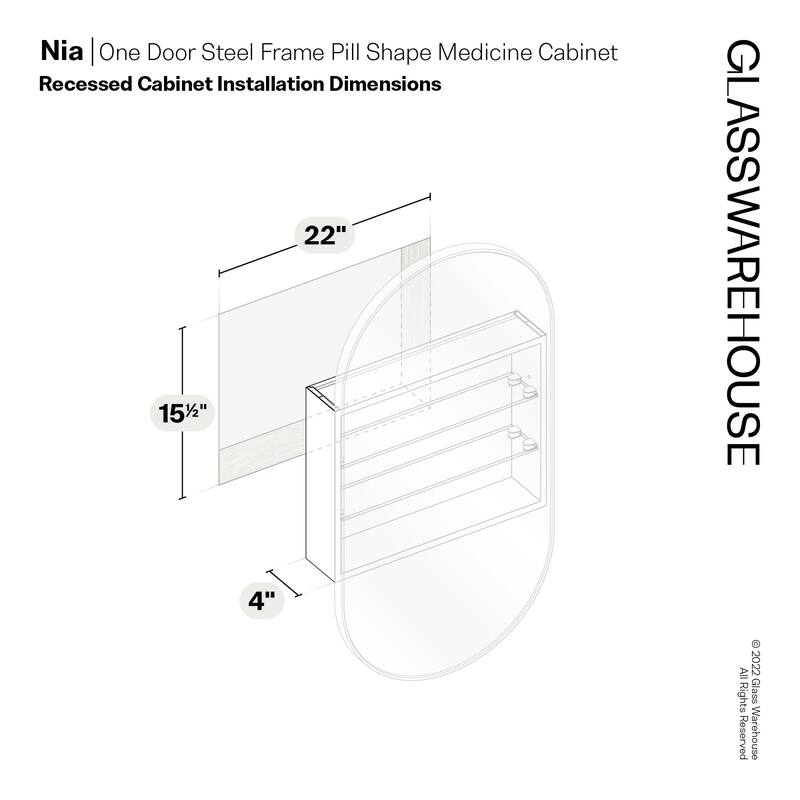 Glass Warehouse SC1-PL-22X38 Nia 22" x 38" Framed Single Door Medicine