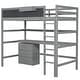 preview thumbnail 4 of 11, Solid Wood Loft Bed with Bulit-in Desk, Storage Shelf and 3 Drawers, Twin Size Loft Bedframe with Storage Box and Blackboard