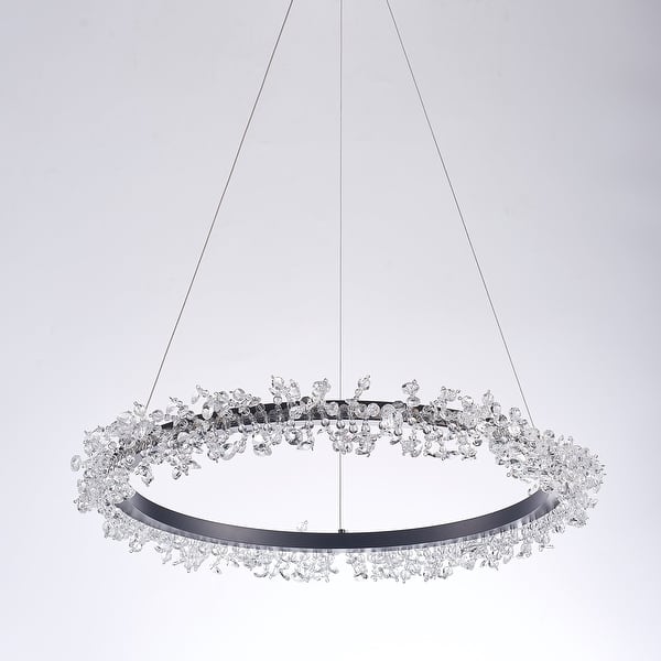 slide 1 of 17, Pasargad Home Bliss Collection Metal & Crystal Chandelier Lights D23.6"xH31.5" - Clear