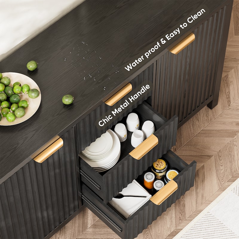 47" Modern Credenza with Adjustable Shelves Storage Cabinet