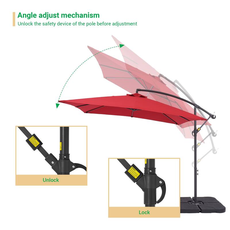 LIVOOSUN Patio 8.2ft Cantilever Offset Hanging Umbrella With a Base