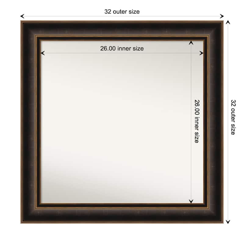 Villa Oil Rubbed Bronze Non-Beveled Wood Framed Wall Mirror - Villa Oil Rubbed Bronze - Glass Size 26x26