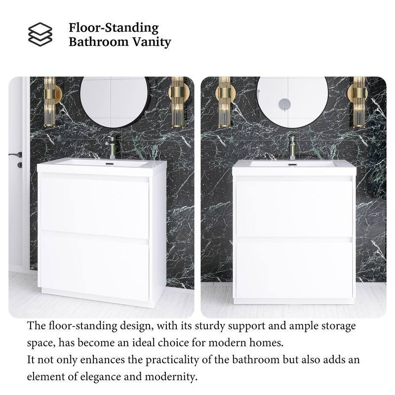 Floating Bathroom Vanity with Integrated Resin Top